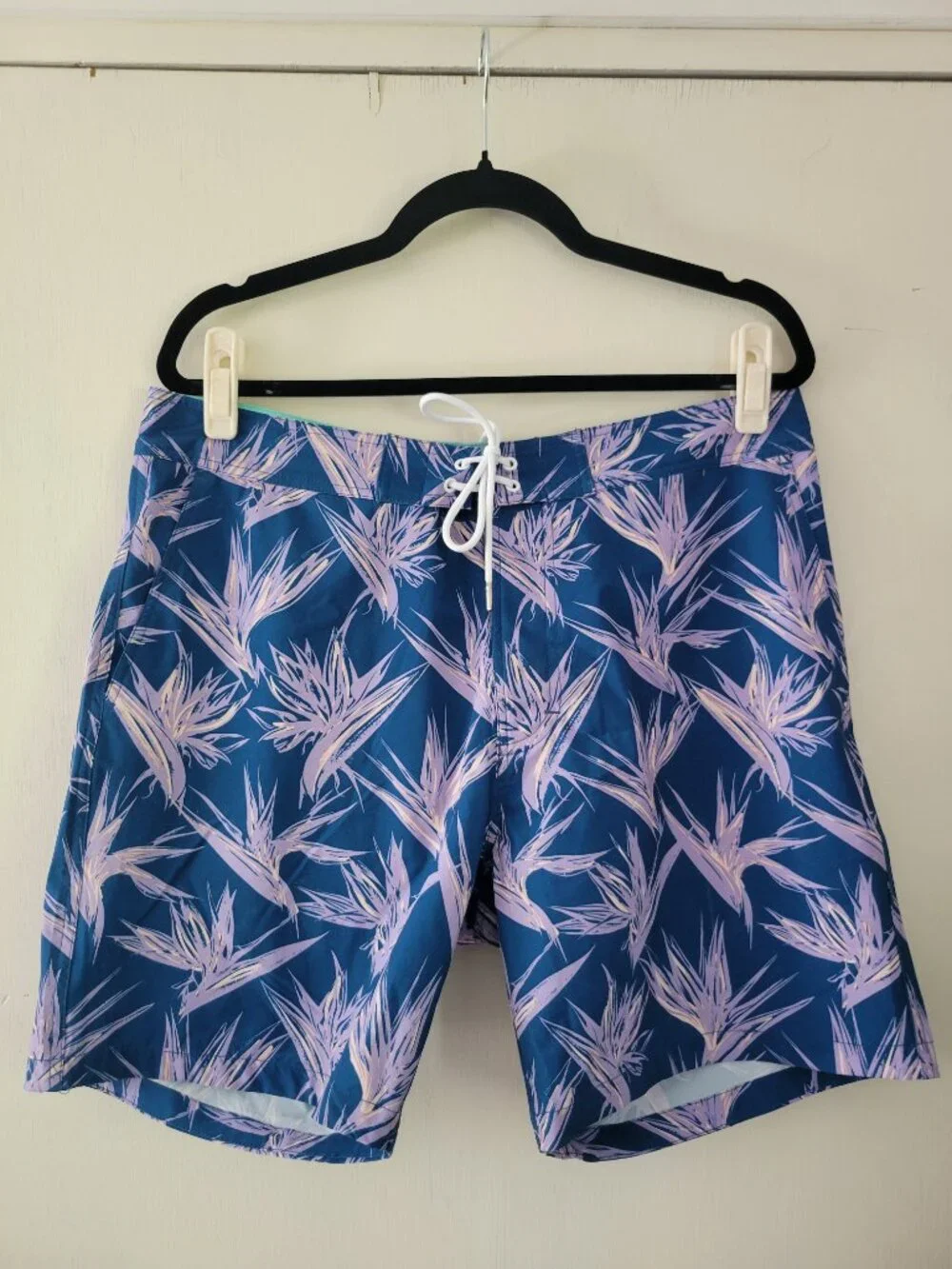 Bonobos 7 Inch Swim Trunks Navy Bird of Paradise Print Men sz 33 Coastal Beach